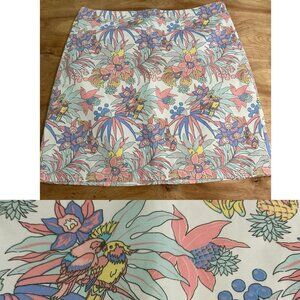 Talbots Skirt Womens 18 Pastel Floral Jungle Parrot Tropical Straight